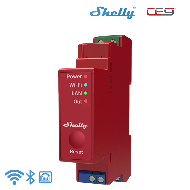 Shelly Pro 1PM, Professional 1-channel DIN rail relay with power ...