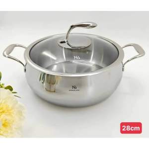 Nồi lẩu Borman Home (tên cũ Pdermai) size 28cm hàng Đức sang xịn mịn đùng đẻ ăn lẩu hầm canh dung tích 6L 3 lớp inox dày dặn 18/10