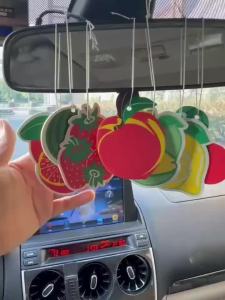 5/20pcs Strawberry Scent Car Air Freshener Natural Tea-Scented Paper Car-Mounted Hanging Type Car Interior Accessories