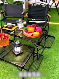 Outdoor portable grid/Iron folding table barbecue camping table travel table portable storage table