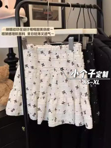 Váy Ngắn Chữ a Cạp Cao in Hoa Ren Cho Nữ Mùa Hè 150cm Nhỏ Nhắn Váy Ngắn Kiểu Mỹ Váy Ngắn Chữ a Thon Gọn