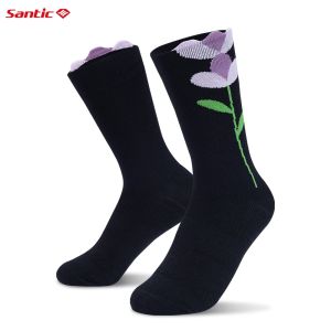 Santic Women Cycling Socks Breathable Anti-sweat Comfortable 3D Flowers Outdoor Sports Bike Socks