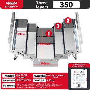 DELIXI | Stainless Steel Large Three-layer Foldable Toolbox Industrial Grade