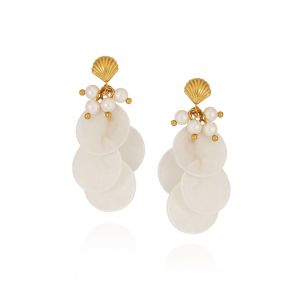 Layers Natural Shell Tassel Seashell Stud Earrings 18K Gold Plated • Waterproof Non-Tarnish 316L Stainless Titanium Steel • Summer Beach Vacation Jewelry ER430 Solis Jewelry