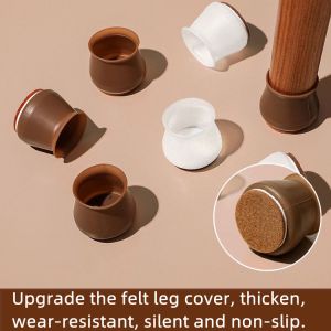 Felt Table Foot Cover Stool Foot Pad Non-Slip Silent Wear-Resistant Chair Pad Thickened Silicone Table Corner Chair Cover