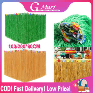 ⭐【LazTop Seller】 Tropical Hawaiian Table Skirt Plastic Luau Flower Grass Skirt Beach Wedding Party Garden Decor Summer Party Supplies Tablecloth LZC-Table-Skirt