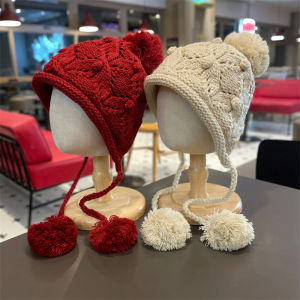 Mũ Trẻ Em Đan Tay Dày Dặn Giữ Ấm Tai Mùa Đông Mũ Trẻ Em Trai Và Gái Mũ Trẻ Em Bằng Lông Cừu Hàn Quốc Không Có Thương Hiệu