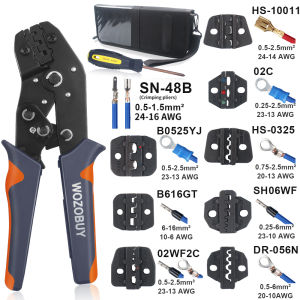WOZOBUY SN-48B Crimping Pliers: High Precision Jaw & TAB Terminals Sets