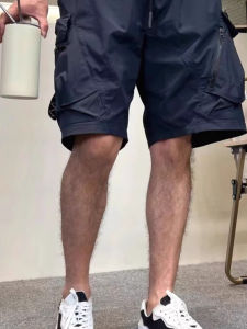 American Style Casual Workwear Shorts Men Summer Pocket Zip Loose Straight Leg Sport Leisure Five-Quarter Mid-Pants