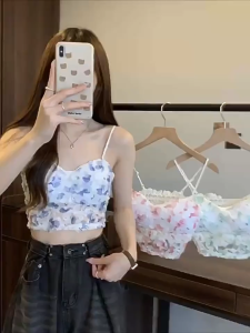 FASHLOVER Korean Style Flower Crop Top Lace with Chest pads Women’s sleeveless