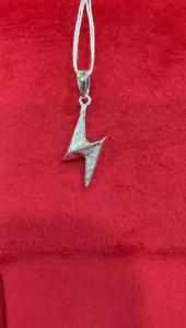 Poh Heng Jewellery 18K Freestyle Lightning Bolt Diamond Pendant in White Gold