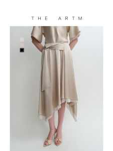 Vinegar Acetate Organza Spliced Double-Layer Bias Cut A-Line Skirt