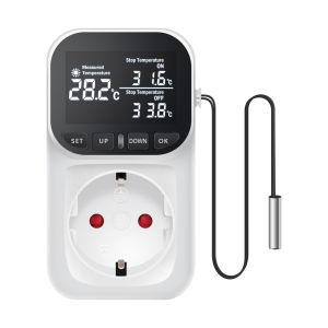 16A Thermostat Socket Multi-Function Temperature Controller Outlet with Timer Switch Sensor Probe Heating Cooling Switch