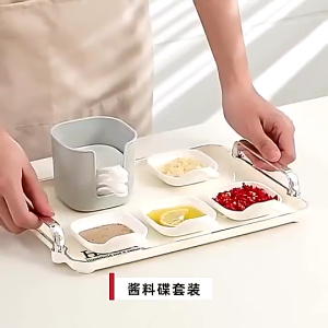 6pcs/Set Wheat Straw Round Plastic Tableware Saucer Plate Dried Fruit Snack Plate Desert Fruit Dish Service Plate