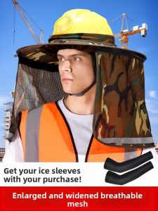 MONLEYTA | German Safety Hat Sunshade Construction Site Mens Cap Brim Sun Protection Helmet Summer Mens Mask Breathable UV Protection Cloth Material