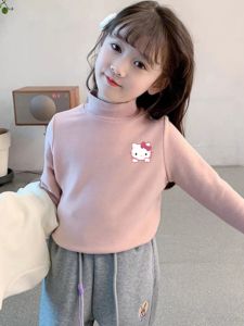 Kids Double-Sided Dralon Bottoming Shirt Autumn and Winter Childrens Girl Long Sleeves T-shirt Half-High Collar Inner Match Heattech Tops