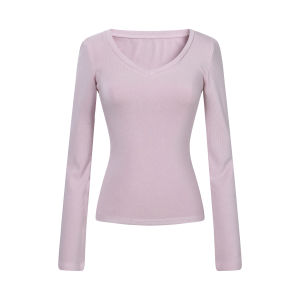 Slim Fit U-Neck Long Sleeve T-Shirt