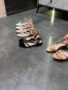 TYK 807-13 glossy and classy 3-front strap block heels sandals for women
