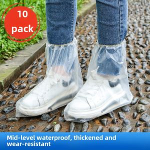 Disposable Rain Boots Shoe Cover Rainy Day Waterproof Non Slip Transparent Booties Outdoor Plastic Thickening and Wear-Resistant Fantastic Rainproof Accessories