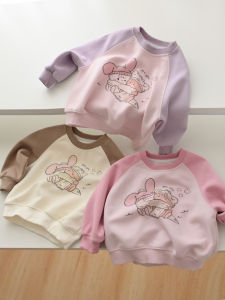 Class a Childrens Cartoon Sweatshirt Casual Long Sleeve round Neck Overhead Spring Autumn Style Shoulder Insert Design Girls Top
