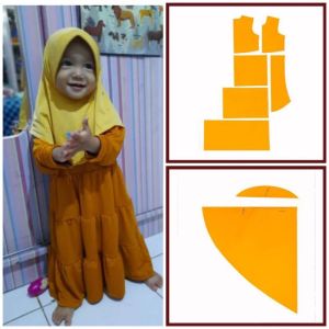 Pola Instan Gamis Anak Plus Hijab