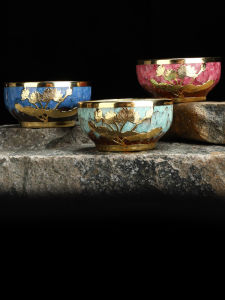 Large Size Gold Inlaid Jade Teacup Hand Pulled Home Use Gongfu Tea Set Single Cup Tasting Cup Chinese Style Ceramic Tea Cup