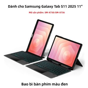 AJIUYU | Vỏ Bàn Phím Cảm Ứng Có Đèn Nền Cho Samsung Galaxy Tab S11 11 Inch SM-X730 X736 Vỏ Bàn Phím Magic Có Thể Tháo Rời Với Chất Liệu Giả Da Chống Sốc Chống Rơi