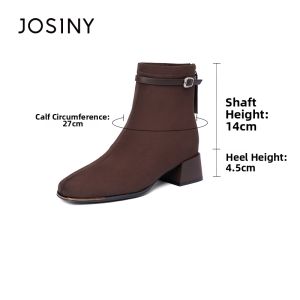 Josiny | Vintage Pointed Toe Work-friendly Mid-heel Ankle Boot Rough Heel