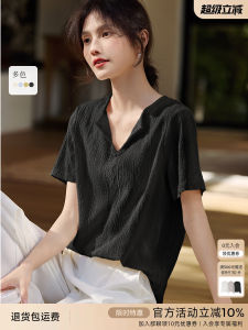 เสื้อยืดแขนสั้นผู้หญิง XWI ทรงตรง ผ้าโพลีเอสเตอร์ 99% ผ้ายืด PU 1% ลายดอกไม้ ทรงปกติ ฤดูใบไม้ผลิ 2025