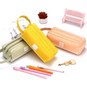 GTB Kotak Pensil Dan Stationery Dual Zipper / Dompet Pensil 2 Pouch / Tas Alat Tulis Ritsleting Kain Oxford Sederhana / Tepak Pencil Case Kapasitas Besar Dompet Pouch Tempat Bolpen Pen Make Up S135
