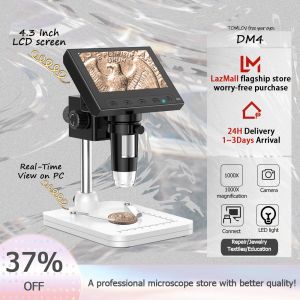 [🚚สร้างผ่านการโทรศัพท์จากการซื้อขายในกรุงเทพฯ🚛] กล้องจุลทรรศน์ดิจิทัลสำหรับ USB หน้าจอ LCD 4.3 นิ้ว กล้องจุลทรรศน์ดิจิทัล1000X มีไฟ LED เพื่อดูภาพ/วิดีโอเครื่องมือซ่อมแซมแว่นขยายอุปกรณ์แว่นขยายของเล่น สำหรับงานซ่อมนาฬิกาสำหรับเด็ก