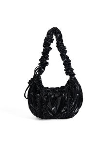 Korean Style Drawstring Pleated Cloud Bag Single Shoulder Crossbody Pure Color Womens Fashion Simple Handbag Moon Tooth Bag
