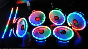 COOLMOON RGB พัดลม RGB Colorful พัดลมคอมฯขนาด 12 ซม. LED Magic Color มีรีโมทคอนโทลพร้อมกล่องควบคุุม
