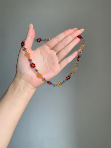 Retro Floral Necklace for Women Colorful Country Style Fresh Outdoorsy Rice Bead Clavicle Chain Accessory Sweet Sister Style