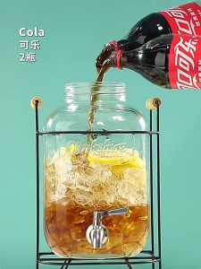 10L Juice Dispenser with Stand and Faucet 8L 5L 4L Drink Glass Jar Water Pitcher Beverage Dispenser