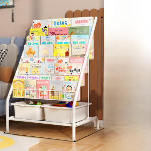 Kids Bookshelf and Storage Shelf Floor For Home Iron Baby Picture Book Rack Toy Storage Rack Living Room Simple Small Bookcase