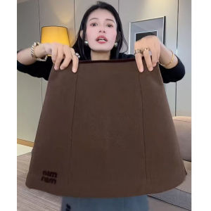 Winter Fashion High Waist Letter Embroidery Versatile Slimming Anti-Light A-Line Mini Skirt Womens Stylish Thickened Short Skirt