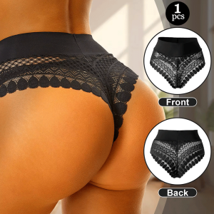 Womens Underwear Black Lace Briefs Markless Breathable Soft and Comfortable New Style of Natural Waist-Retracting Underwear