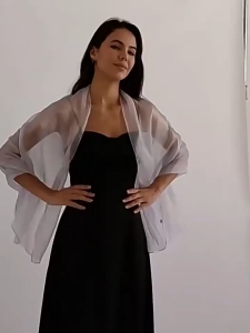 MLADEN Elegant Solid Color Silky Shawls and Wraps Soft Long Shiny Cloak Scarves Transparent Organza Evening Dress Scarf Wraps