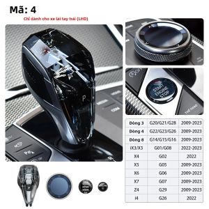 RYSJM | Bộ Cần Số Pha Lê 4 Món Dành Cho BMW 3 4 8 Series X3 X5 X6 Ix3 G20 G28 G28 G01 G08 G06 G05 325i 330i