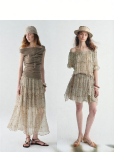 epoque de rueen | Elegant Flowy Off-Shoulder Top and Skirt Set