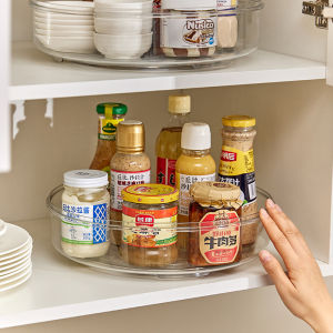 Rotating Spice and Condiment Organizer Clear Round Storage