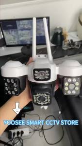 YOOSEE กล้องวงจรปิด 3 เลนส์ HD 15MP IP66 กันน้ําแสดงพร้อมกัน 3 หน้าจอสีกลางคืนกล้อง IP กลางแจ้งติดตามอัตโนมัติ