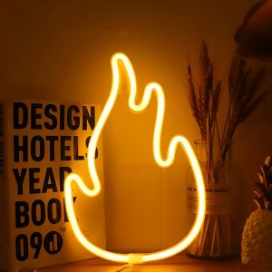 1 Piece Burning Flame-Shaped Neon Light USB or 3*Aa Battery Powered Including Hook Suitable for Living Room Fireplace Decoration Game Room with Handle Party Atmosphere Layout (Battery Not Included)