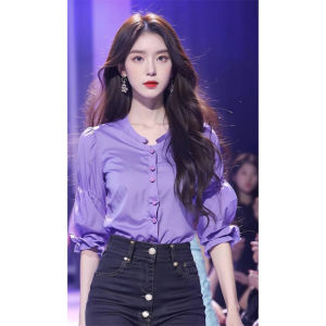 Summer Elegant Tops This Years Popular Beautiful Shirt New Arrival Young Stylish Purple Shirt for Women