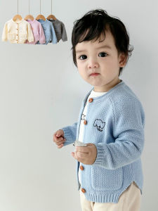 Spring and Autumn Coat Baby Sweater Boys and Girls Cartoon Korean Sweater Cardigan Top Baby Underwear Winter