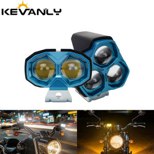 KEVANLY | 12V 24V 1PCS Motorcycle LED Spotlights 2/3 Lens Laser External Headlight DRL Driving Lamp For Motorcycle Truck Car SUV ATV