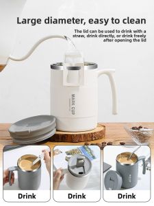 YOULUNMEI | Luxury Stainless Steel Mug With Lid And Spoon