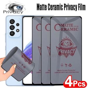 4 Pcs Matte Ceramic Privacy Screen Protectors For Samsung S24 Ultra S23 S22+ S23+ S22 Plus S24+ S23 FE S24FE S20FE Anti-Spy Film