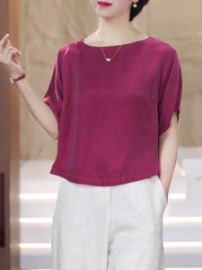 Shalldoer | เสื้อยืดคอกลมแขนสั้นผู้หญิงฤดูร้อน 2025 ทรงพอดีตัว สวมใส่สบาย ระบายอากาศได้ดี เสื้อผ้าทำงานสไตล์เกาหลี